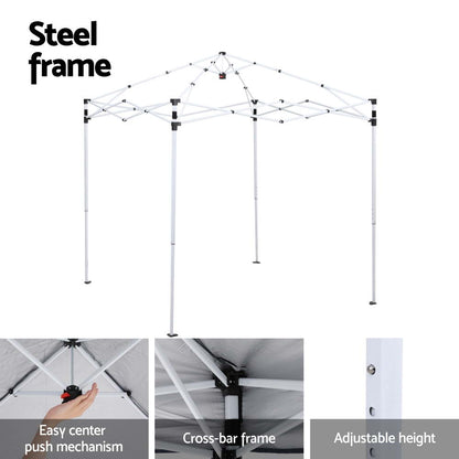 Instahut Gazebo 2x2m Outdoor Patio Garden Marquee Shade Grey GAZEBO-T-2X2-F-EC-GR