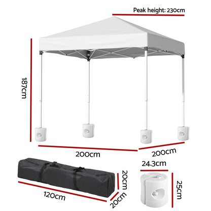 Instahut Gazebo 2x2m Outdoor Patio Garden Marquee Shade w/ Base Pods White GAZEBO-T-2X2-F-EC-WH-BASE