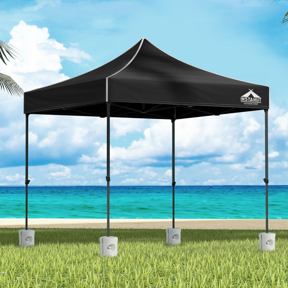 Instahut Gazebo Pop Up Marquee 3x3 Folding 500D Wedding Tent Base Pod Black GAZEBO-T-3X3-F-BK-BASE