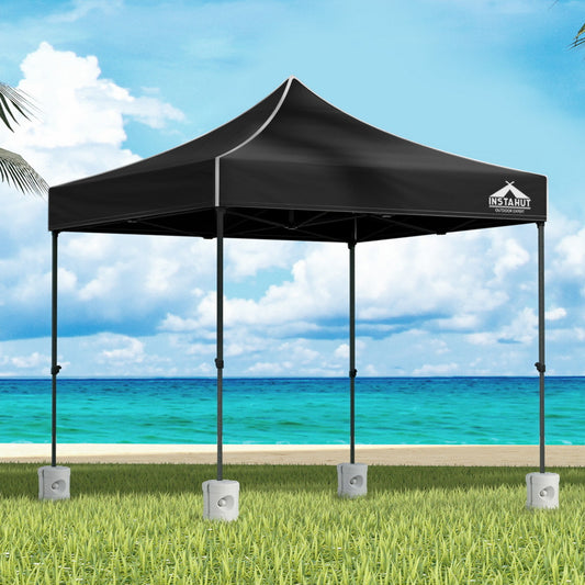 Instahut Gazebo Pop Up Marquee 3x3 Folding 500D Wedding Tent Base Pod Black GAZEBO-T-3X3-F-BK-BASE