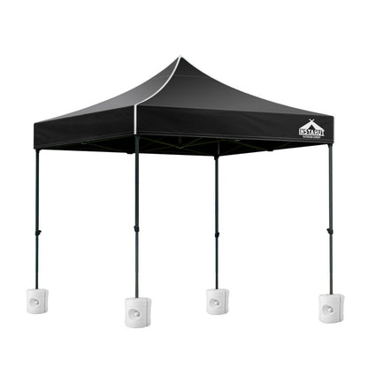 Instahut Gazebo Pop Up Marquee 3x3 Folding 500D Wedding Tent Base Pod Black GAZEBO-T-3X3-F-BK-BASE