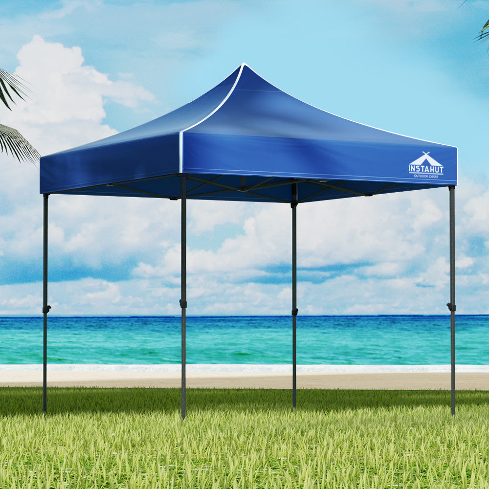 Instahut Gazebo Pop Up Marquee 3x3 Folding Tent Outdoor Camping 500D Oxford Blue GAZEBO-T-3X3-F-BU