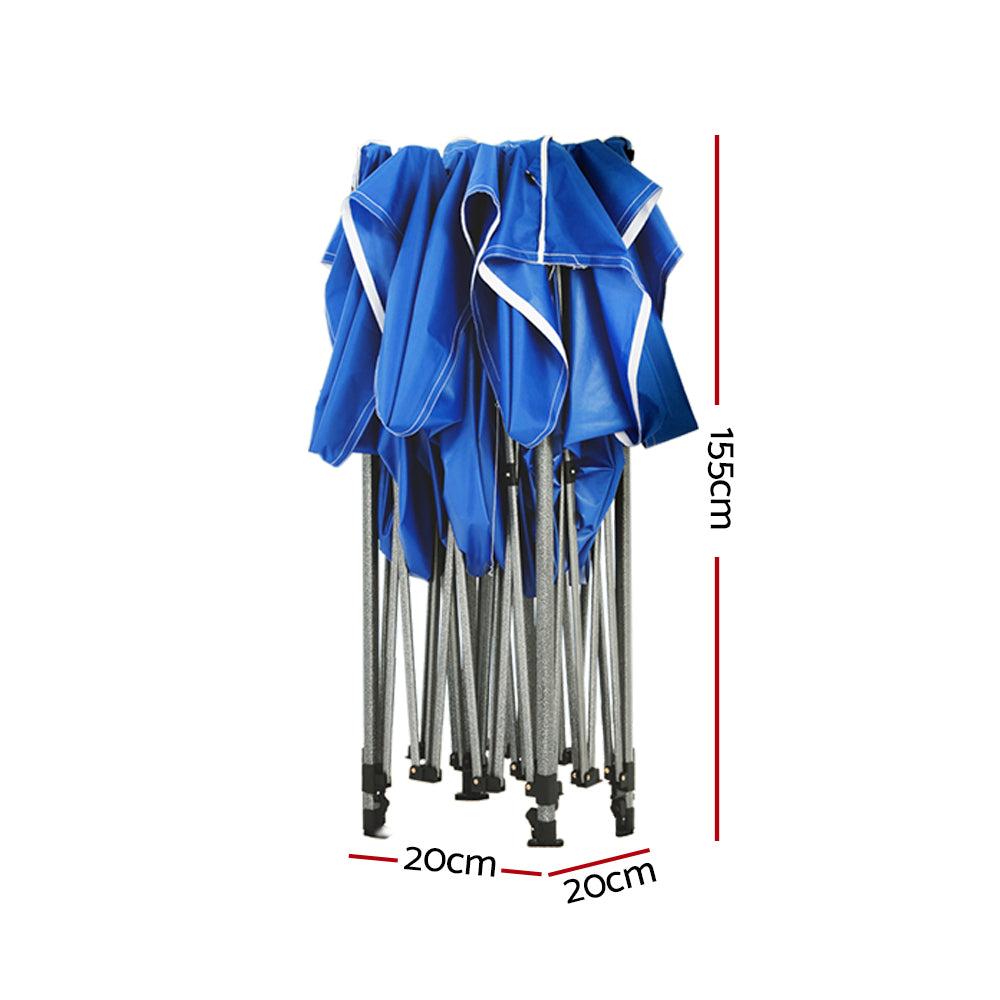 Instahut Gazebo Pop Up Marquee 3x3 Folding Tent Outdoor Camping 500D Oxford Blue GAZEBO-T-3X3-F-BU