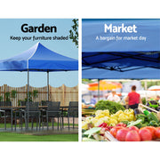 Instahut Gazebo Pop Up Marquee 3x3 Folding Tent Outdoor Camping 500D Oxford Blue GAZEBO-T-3X3-F-BU