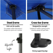 Instahut Gazebo Pop Up Marquee 3x3 Folding Tent Outdoor Camping 500D Oxford Blue GAZEBO-T-3X3-F-BU