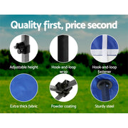 Instahut Gazebo Pop Up Marquee 3x3 Folding Tent Outdoor Camping 500D Oxford Blue GAZEBO-T-3X3-F-BU