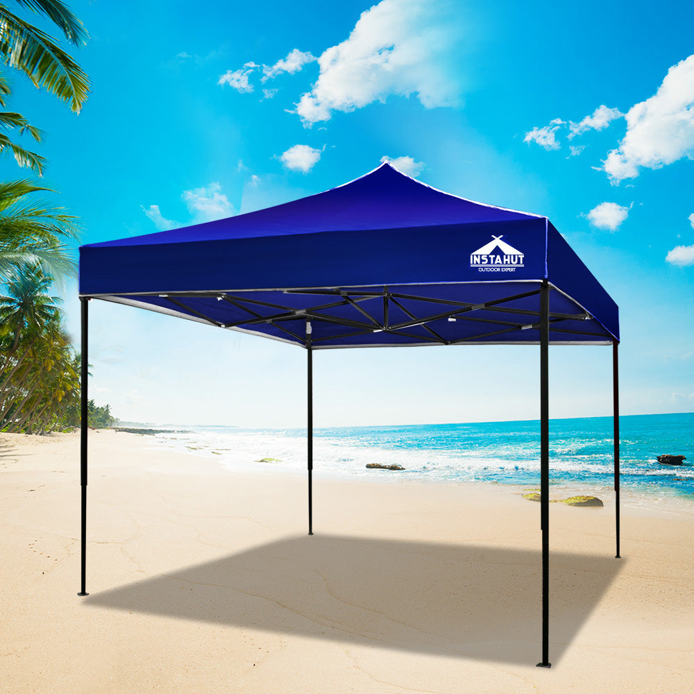 Instahut Gazebo Pop Up Marquee 3x3 Folding Tent Outdoor Camping 500D Oxford Blue GAZEBO-T-3X3-F-BU