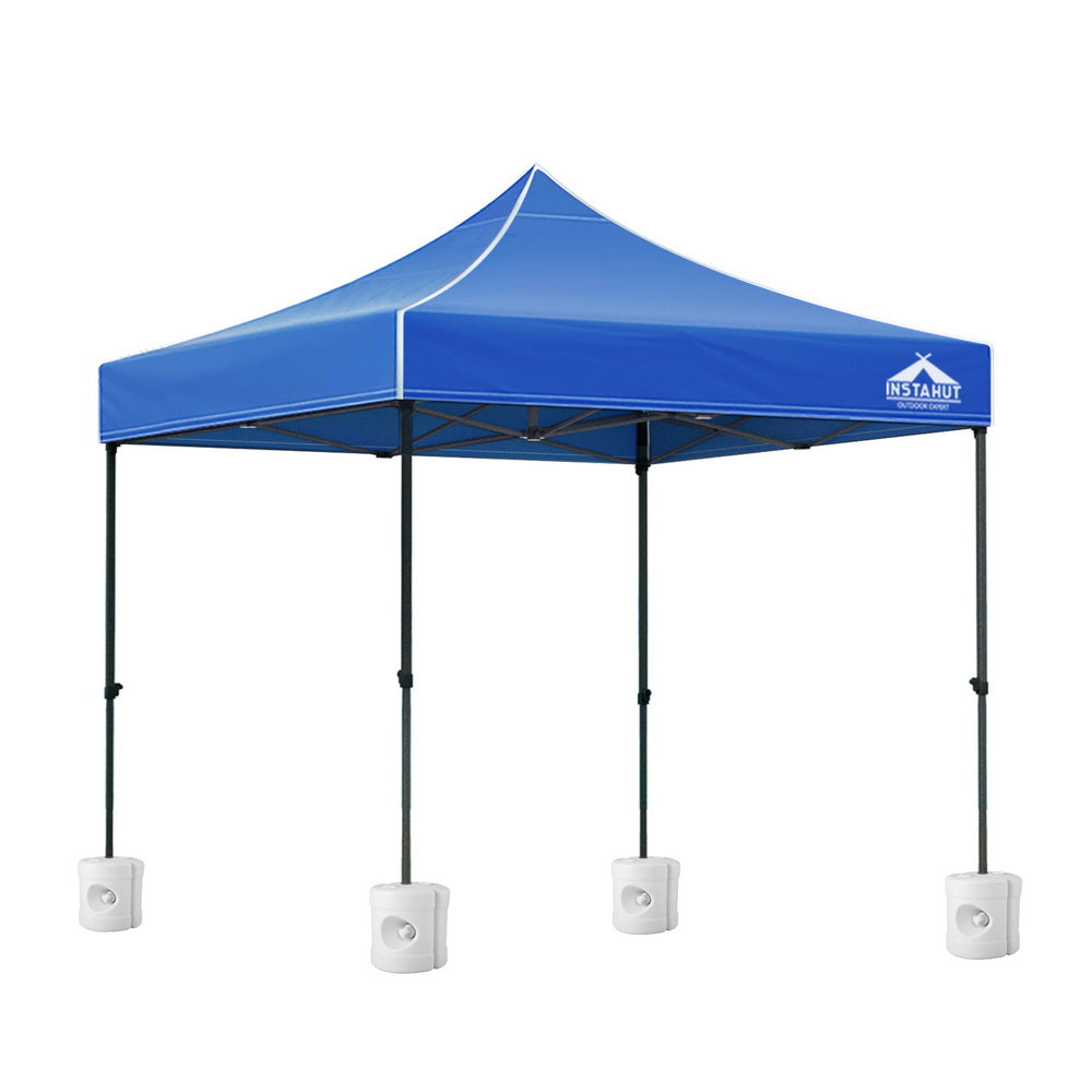 Instahut Gazebo Pop Up 3x3m w/Base Podx4 Marquee Folding Outdoor Wedding Camping Tent Shade Canopy Blue GAZEBO-T-3X3-F-BU-BASE