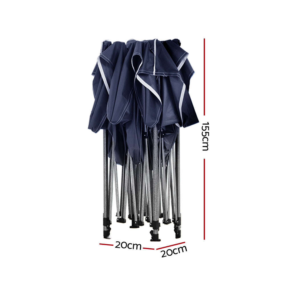 Instahut Gazebo Pop Up Marquee 3x3m Folding Tent Wedding Outdoor Camping Canopy Gazebos Shade Navy GAZEBO-T-3X3-F-NA