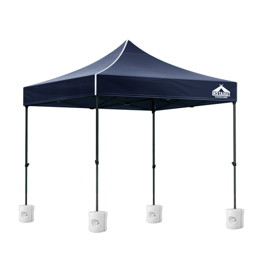 Instahut Gazebo Pop Up 3x3m w/Base Podx4 Marquee Folding Outdoor Wedding Camping Tent Shade Canopy Navy GAZEBO-T-3X3-F-NA-BASE