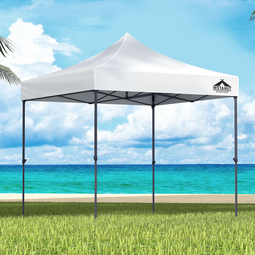 Instahut Gazebo Pop Up Marquee 3x3 Folding Tent Outdoor Camping 500D Oxford GAZEBO-T-3X3-F-WH