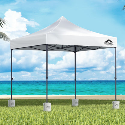 Instahut Gazebo Pop Up 3x3m w/Base Podx4 Marquee Folding Outdoor Wedding Camping Tent Shade Canopy White GAZEBO-T-3X3-F-WH-BASE