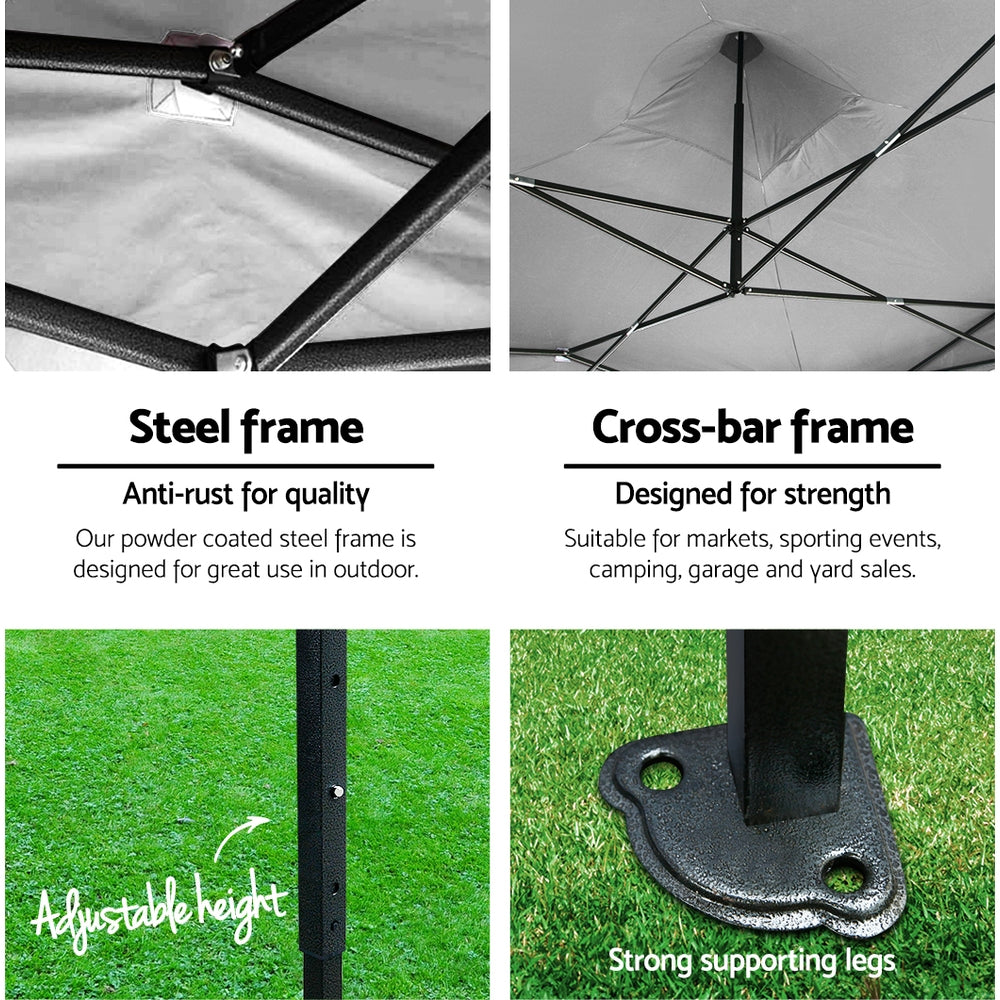 Instahut Gazebo Pop Up 3x3m w/Base Podx4 Marquee Folding Outdoor Wedding Camping Tent Shade Canopy White GAZEBO-T-3X3-F-WH-BASE