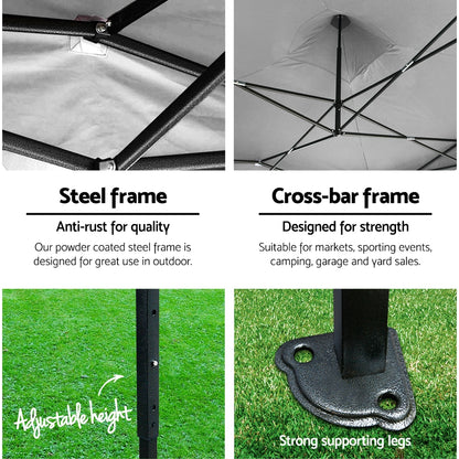 Instahut Gazebo Pop Up 3x3m w/Base Podx4 Marquee Folding Outdoor Wedding Camping Tent Shade Canopy White GAZEBO-T-3X3-F-WH-BASE