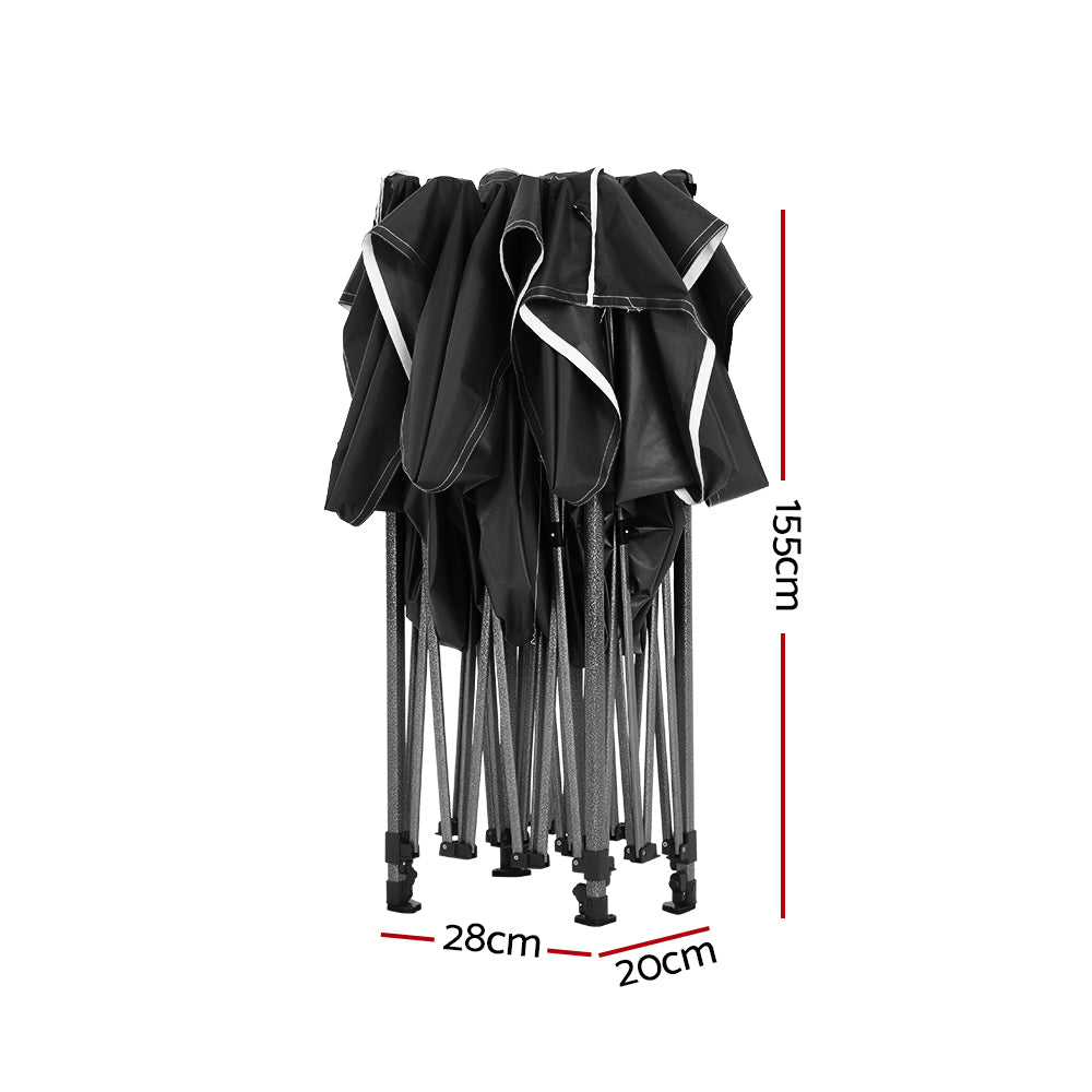 Instahut Gazebo Pop Up Marquee 3x4.5 Folding Tent 500D Wedding Camping Black GAZEBO-T-3X45-F-BK