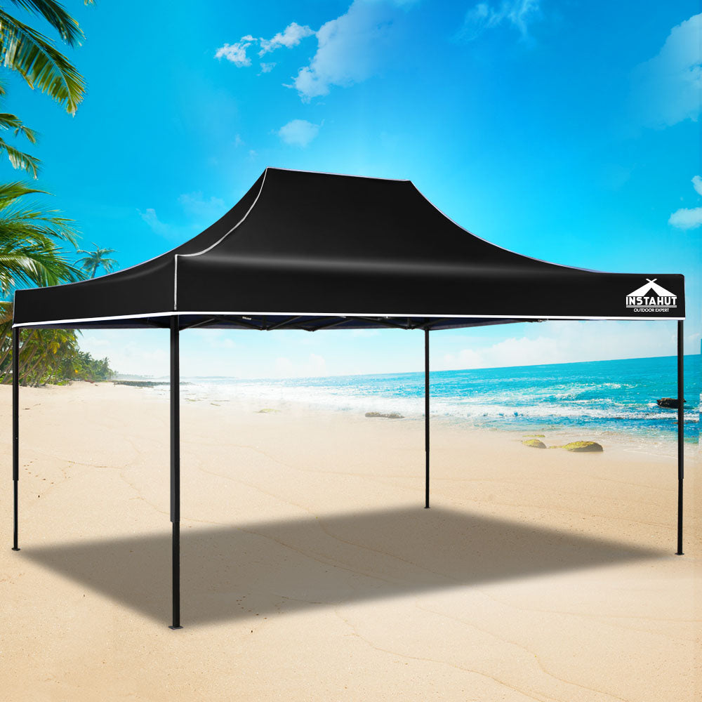 Instahut Gazebo Pop Up Marquee 3x4.5 Folding Tent 500D Wedding Camping Black GAZEBO-T-3X45-F-BK