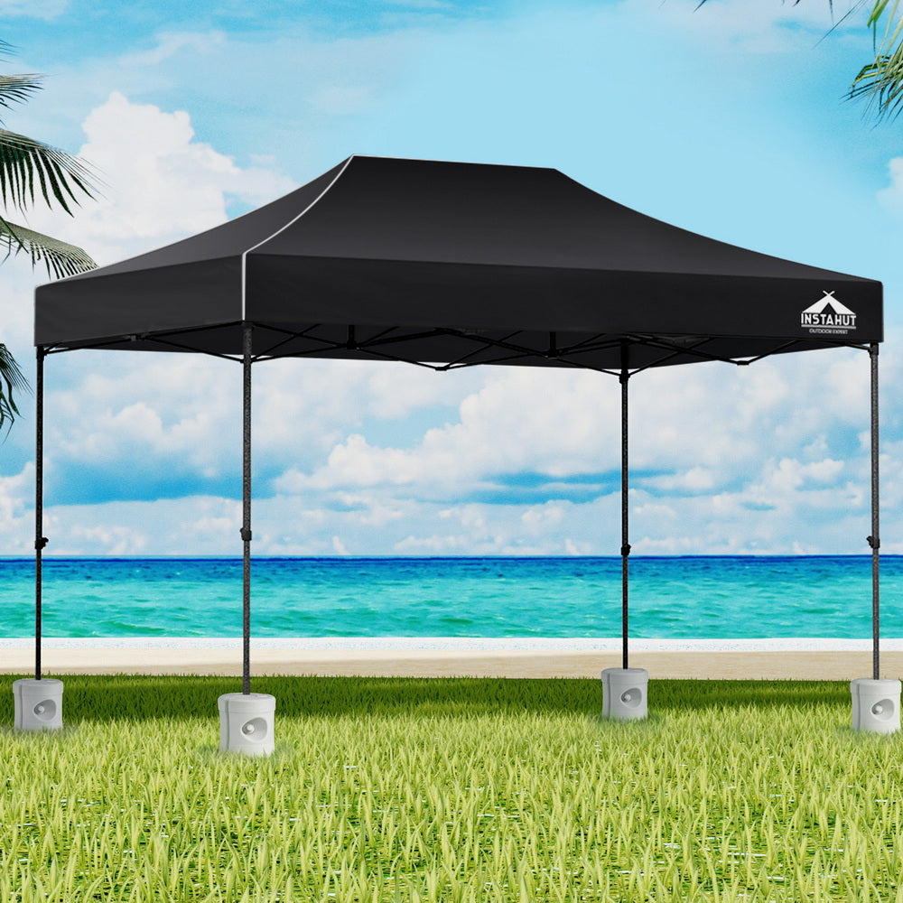 Instahut Gazebo Pop Up Marquee 3x4.5 Folding 500D Wedding Tent Base Pod Black GAZEBO-T-3X45-F-BK-BASE