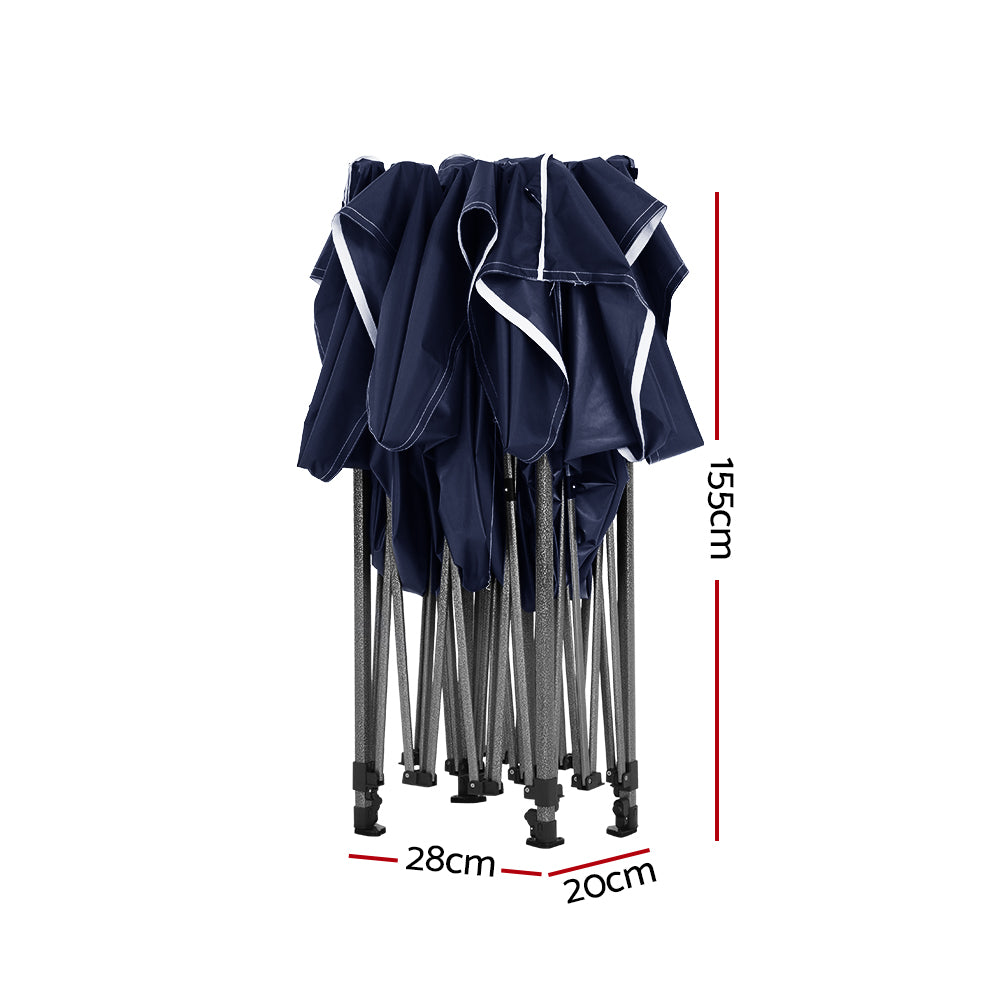 Instahut Gazebo Pop Up Marquee 3x4.5m Folding Tent Camping 500D Oxford Navy GAZEBO-T-3X45-F-NA