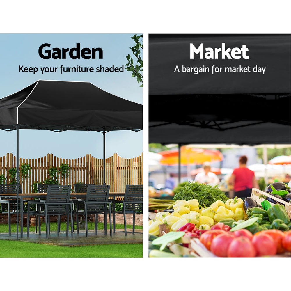 Instahut Gazebo Pop Up Marquee 3x4.5m Folding Tent Camping 500D Oxford Navy GAZEBO-T-3X45-F-NA
