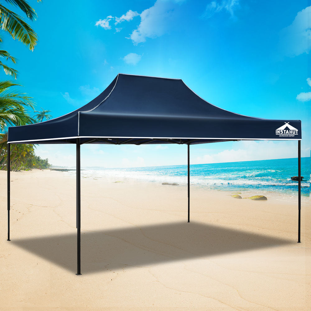 Instahut Gazebo Pop Up Marquee 3x4.5m Folding Tent Camping 500D Oxford Navy GAZEBO-T-3X45-F-NA