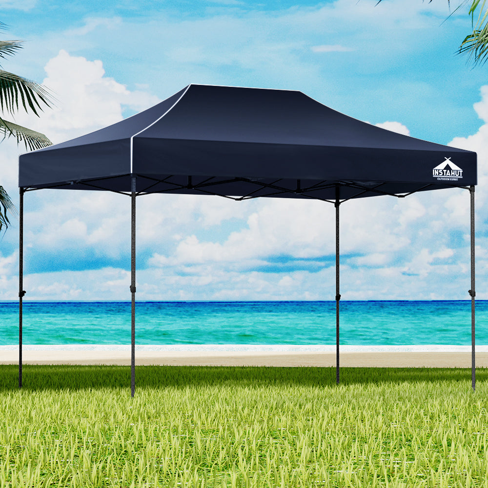 Instahut Gazebo Pop Up Marquee 3x4.5m Folding Tent Camping 500D Oxford Navy GAZEBO-T-3X45-F-NA