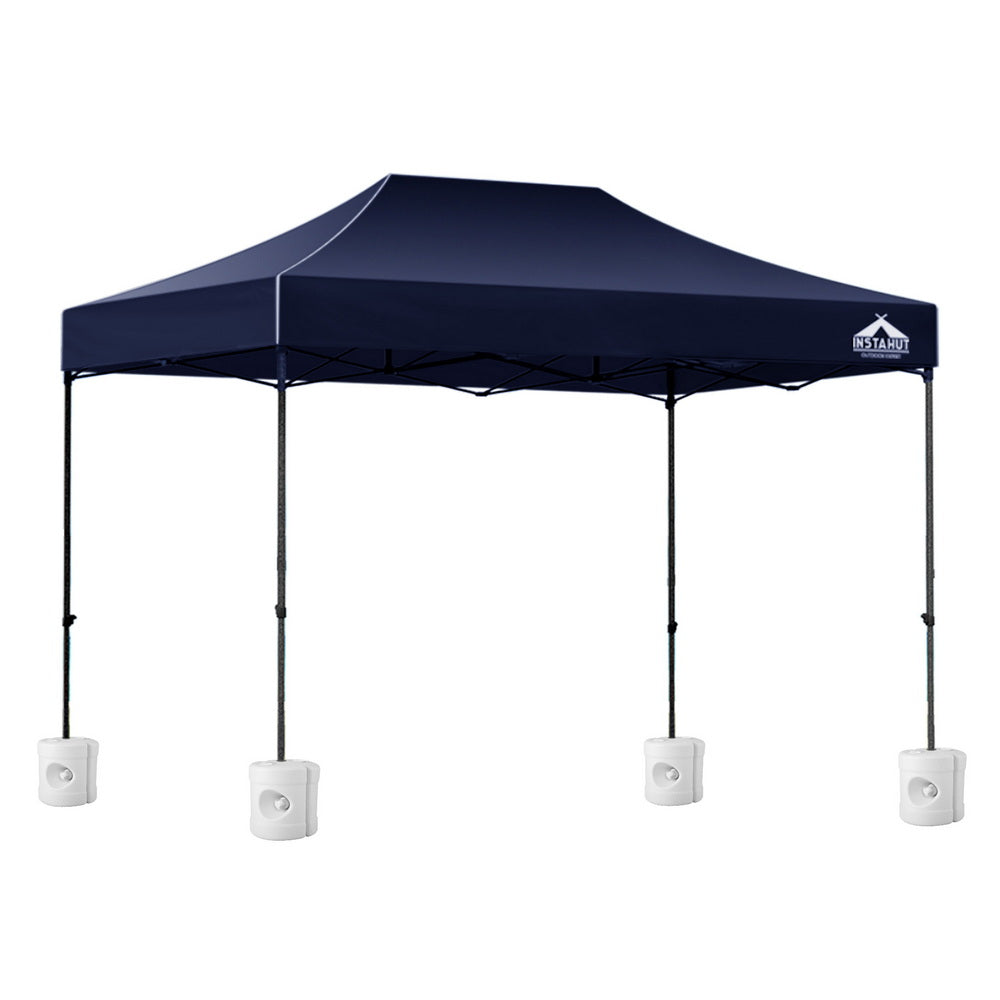 Instahut Gazebo Pop Up 3x4.5m w/Base Podx4 Marquee Folding Outdoor Wedding Camping Tent Shade Canopy Navy GAZEBO-T-3X45-F-NA-BASE