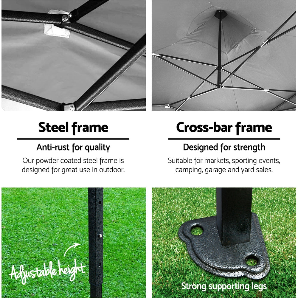 Instahut Gazebo Pop Up Marquee 3x4.5 Folding Tent 500D Oxford Fabric White GAZEBO-T-3X45-F-WH