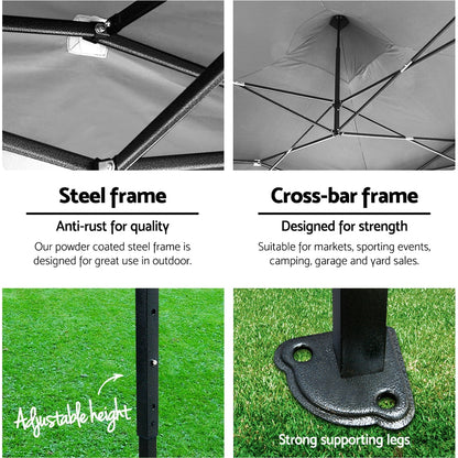 Instahut Gazebo Pop Up Marquee 3x4.5 Folding Tent 500D Oxford Fabric White GAZEBO-T-3X45-F-WH