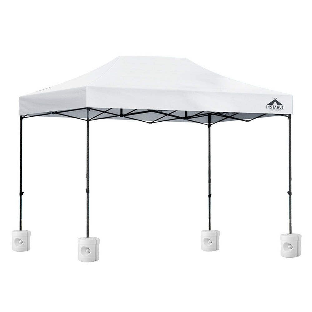 Instahut Gazebo Pop Up 3x4.5m w/Base Podx4 Marquee Folding Outdoor Wedding Camping Tent Shade Canopy White GAZEBO-T-3X45-F-WH-BASE