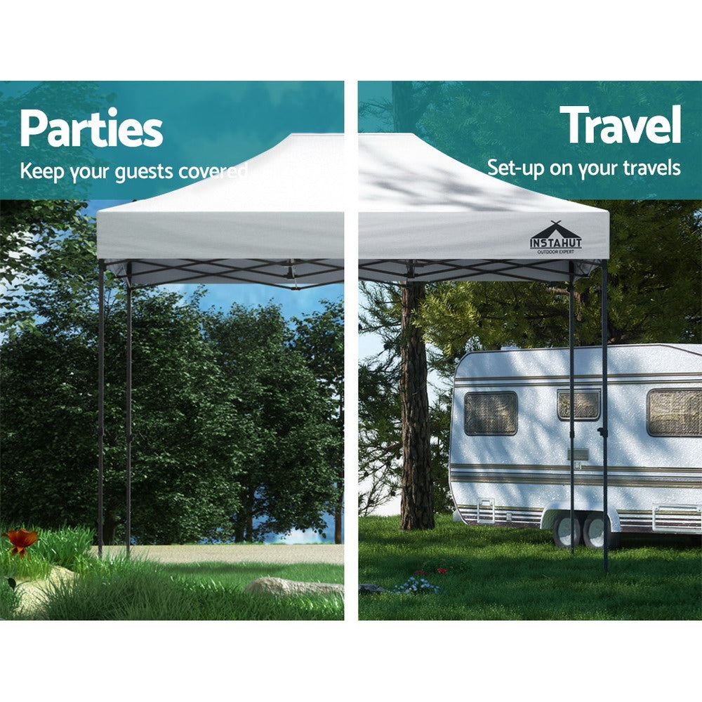 Instahut Gazebo Pop Up 3x4.5m w/Base Podx4 Marquee Folding Outdoor Wedding Camping Tent Shade Canopy White GAZEBO-T-3X45-F-WH-BASE