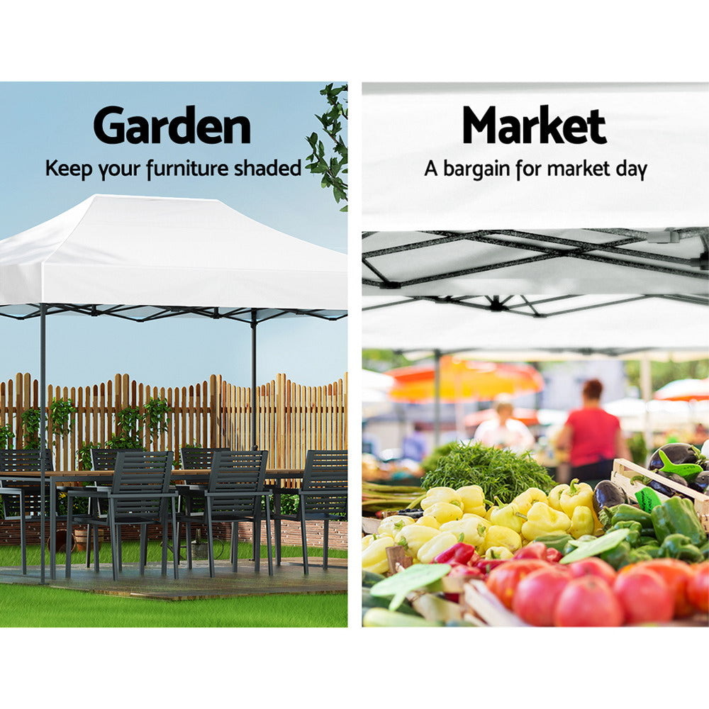 Instahut Gazebo Pop Up 3x4.5m w/Base Podx4 Marquee Folding Outdoor Wedding Camping Tent Shade Canopy White GAZEBO-T-3X45-F-WH-BASE