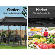 Instahut Gazebo Pop Up Marquee 3x6 Folding Tent Wedding 500D Camping Black GAZEBO-T-3X6-F-BK