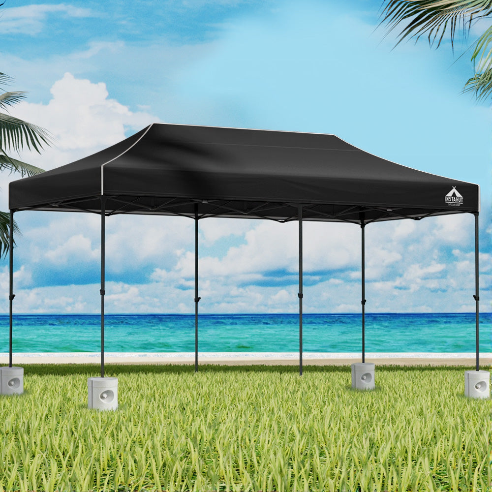 Instahut Gazebo Pop Up Marquee 3x6 Folding Outdoor 500D Tent Base Pod Black GAZEBO-T-3X6-F-BK-BASE
