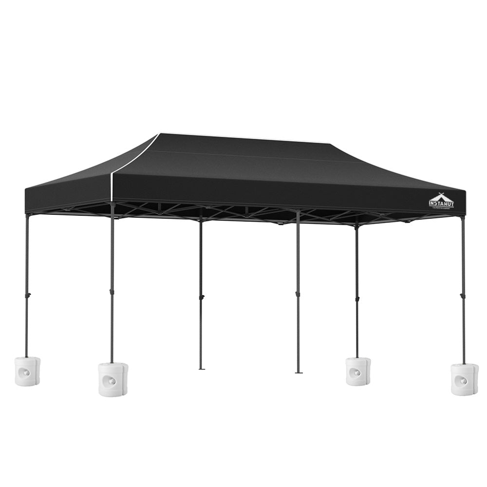 Instahut Gazebo Pop Up Marquee 3x6 Folding Outdoor 500D Tent Base Pod Black GAZEBO-T-3X6-F-BK-BASE
