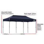 Instahut Gazebo Pop Up Marquee 3x6 Folding Tent Wedding 500D Oxford Camping Navy GAZEBO-T-3X6-F-NA