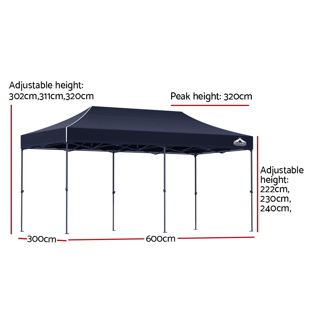 Instahut Gazebo Pop Up Marquee 3x6 Folding Tent Wedding 500D Oxford Camping Navy GAZEBO-T-3X6-F-NA