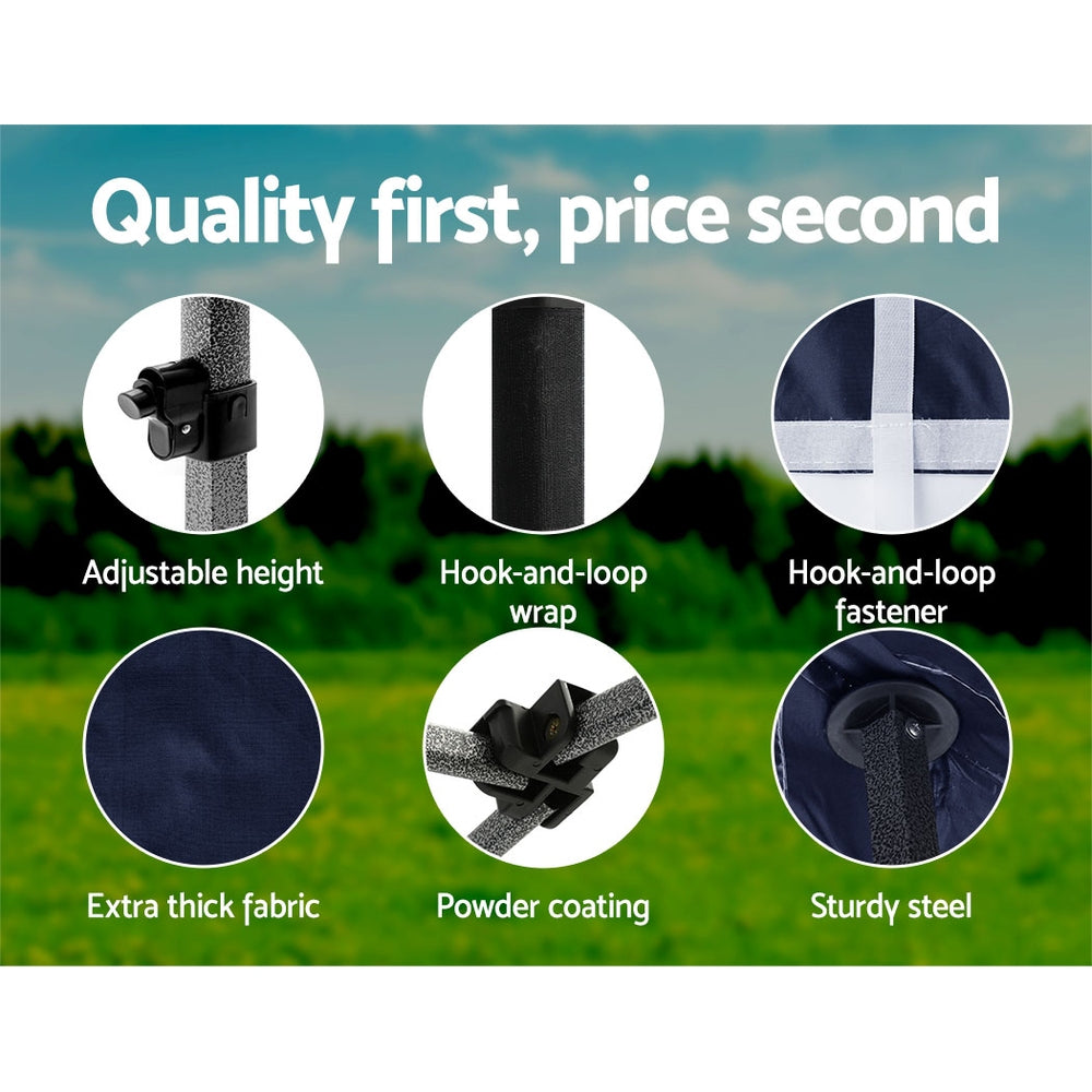 Instahut Gazebo Pop Up 3x6m w/Base Podx4 Marquee Folding Outdoor Wedding Camping Tent Shade Canopy Navy GAZEBO-T-3X6-F-NA-BASE