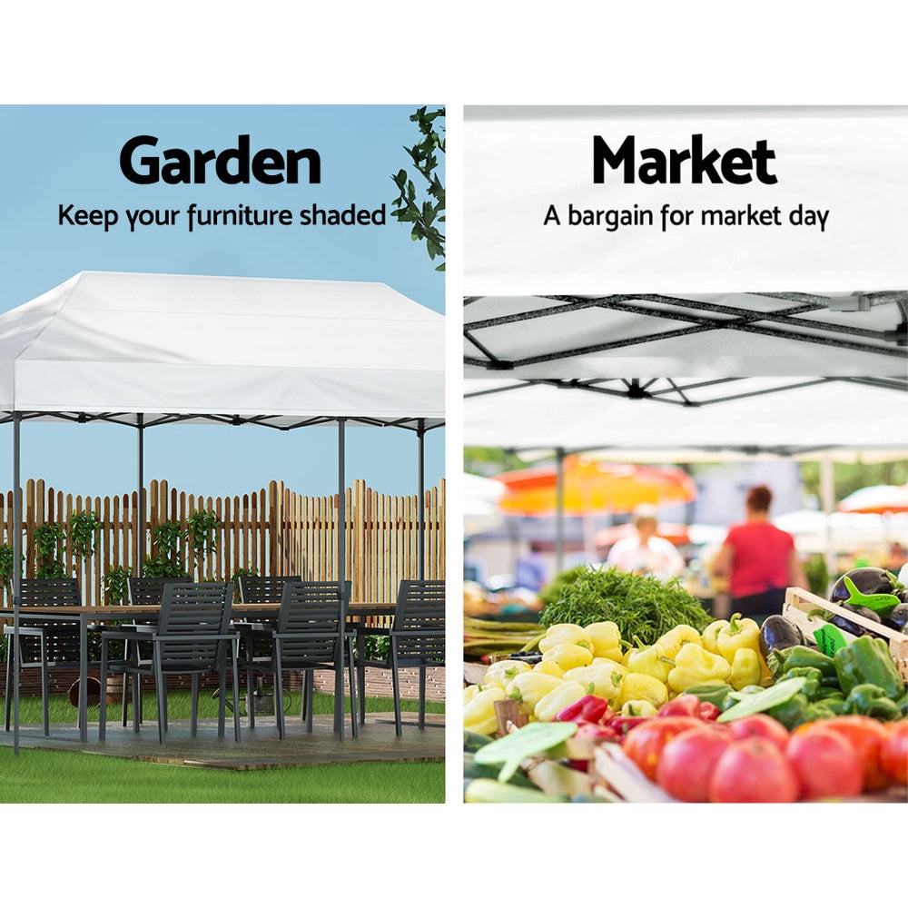 Instahut Gazebo Pop Up Marquee 3x6 Folding 500D Wedding Tent Base Pod White GAZEBO-T-3X6-F-WH-BASE