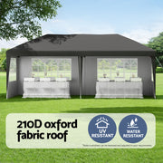 Instahut Gazebo 3x6m Pop Up Marquee Wedding Party Outdoor Camping Canopy Grey GAZEBO-WED-3X6-POP-4W-GY
