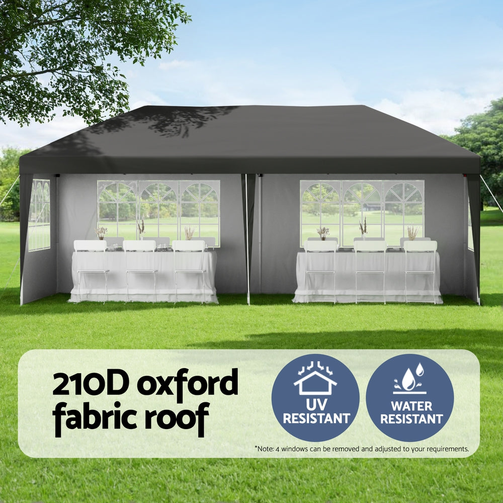 Instahut Gazebo 3x6m Pop Up Marquee Wedding Party Outdoor Camping Canopy Grey GAZEBO-WED-3X6-POP-4W-GY