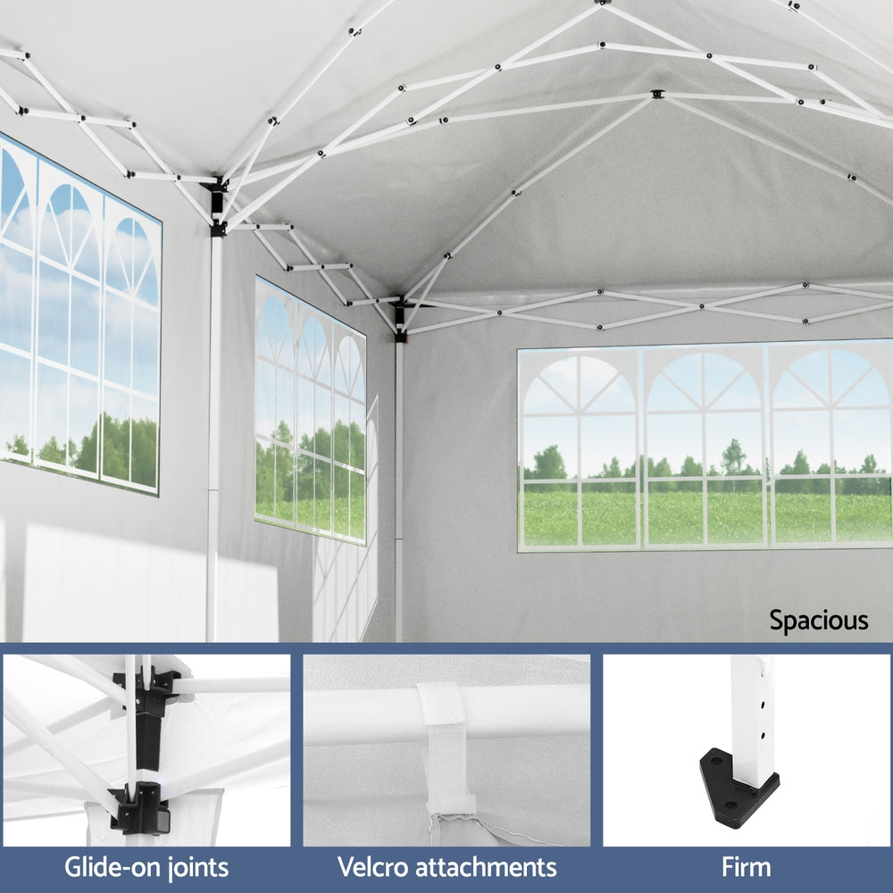 Instahut Gazebo 3x6m Pop Up Marquee Wedding Party Outdoor Camping Canopy Grey GAZEBO-WED-3X6-POP-4W-GY