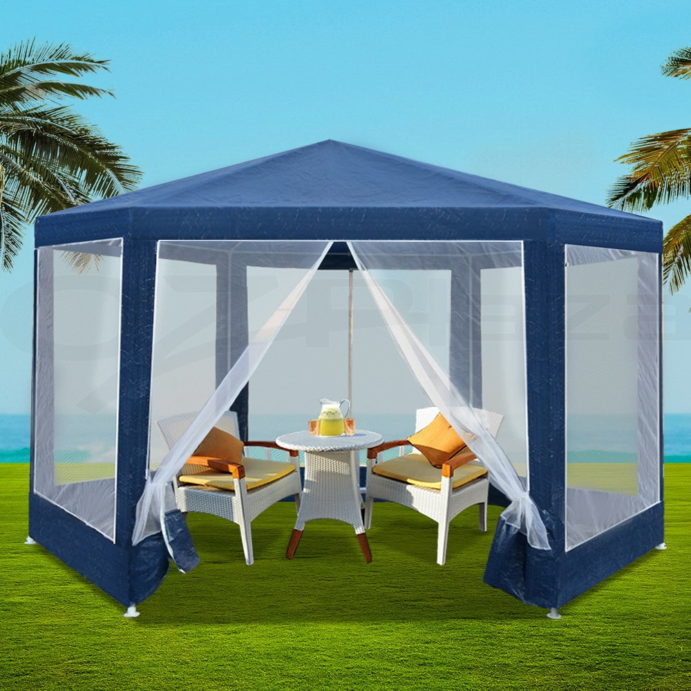 Instahut Gazebo?2x2m Marquee Wedding Party Tent Outdoor Camping Mesh Wall Canopy Shade Gazebos Navy GAZEBO-WED-C-FG-222-NA