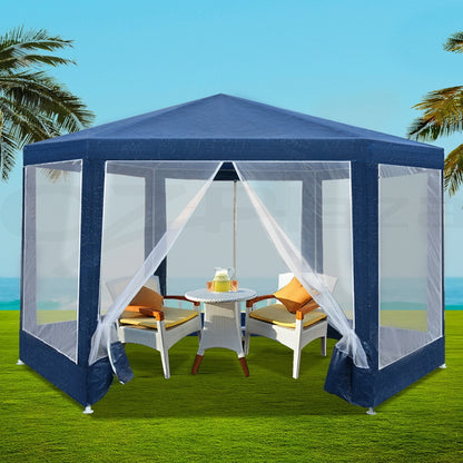 Instahut Gazebo?2x2m Marquee Wedding Party Tent Outdoor Camping Mesh Wall Canopy Shade Gazebos Navy GAZEBO-WED-C-FG-222-NA
