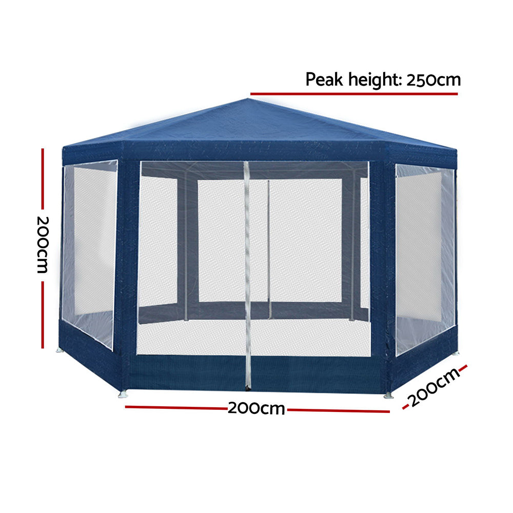 Instahut Gazebo?2x2m Marquee Wedding Party Tent Outdoor Camping Mesh Wall Canopy Shade Gazebos Navy GAZEBO-WED-C-FG-222-NA