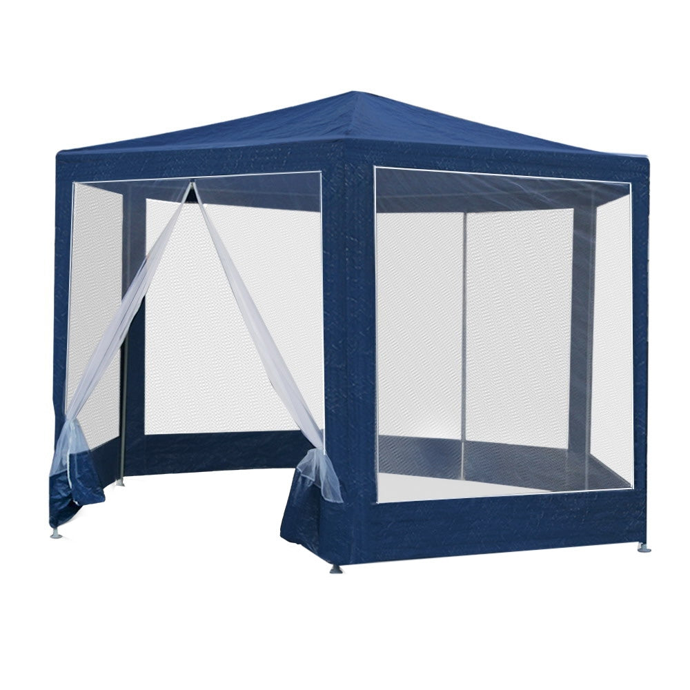 Instahut Gazebo?2x2m Marquee Wedding Party Tent Outdoor Camping Mesh Wall Canopy Shade Gazebos Navy GAZEBO-WED-C-FG-222-NA