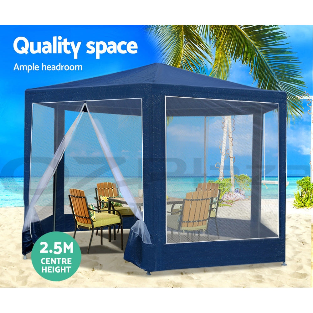 Instahut Gazebo?2x2m Marquee Wedding Party Tent Outdoor Camping Mesh Wall Canopy Shade Gazebos Navy GAZEBO-WED-C-FG-222-NA