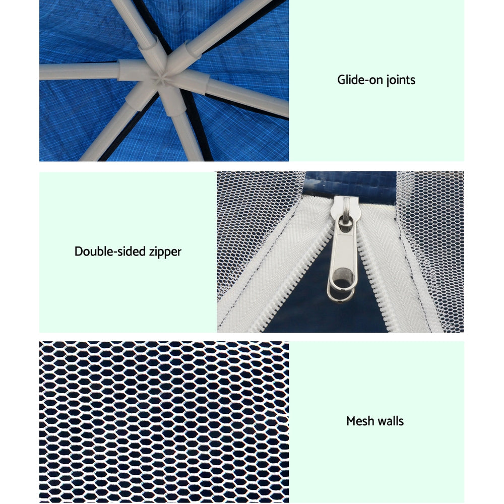 Instahut Gazebo?2x2m Marquee Wedding Party Tent Outdoor Camping Mesh Wall Canopy Shade Gazebos Navy GAZEBO-WED-C-FG-222-NA