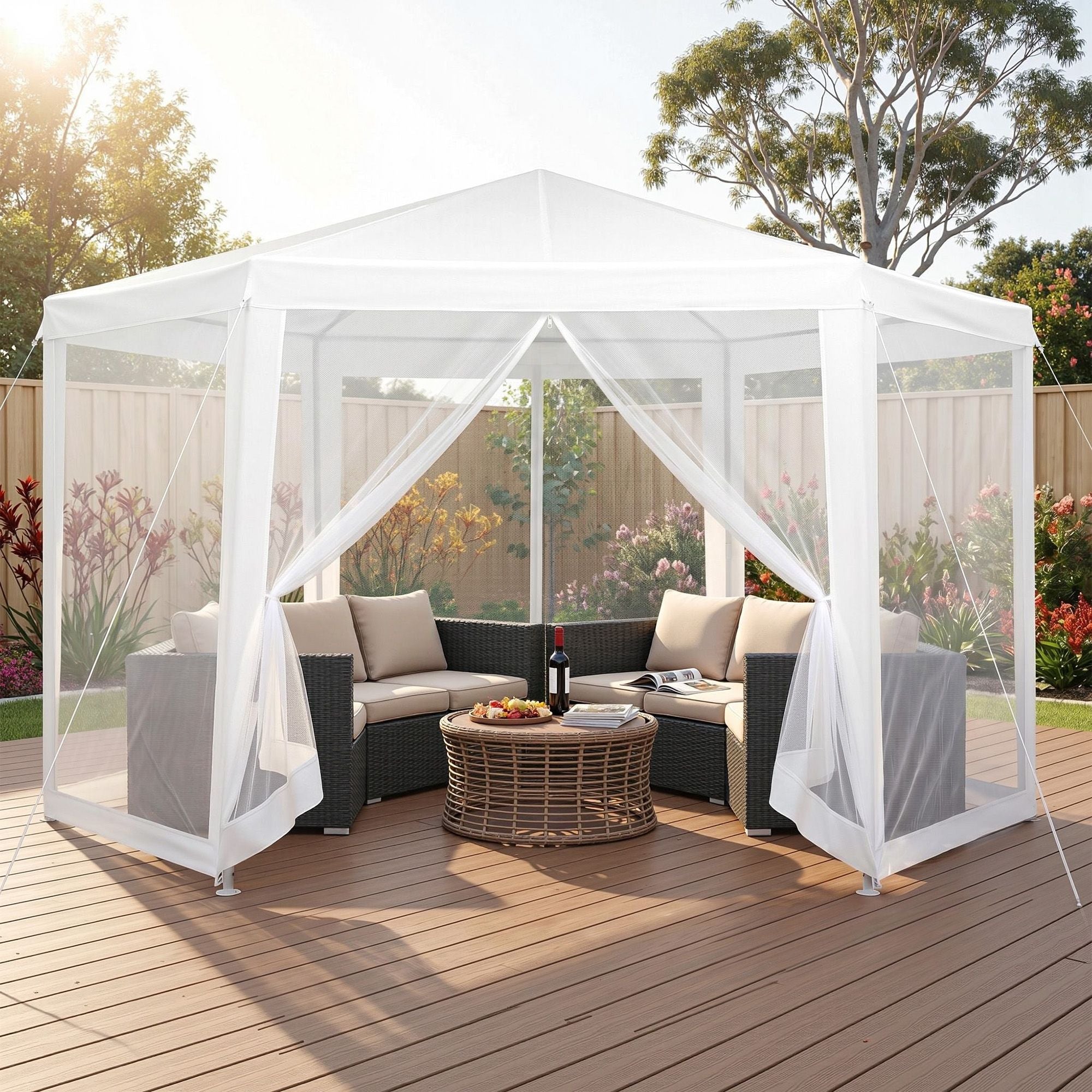 Instahut Gazebo?2x2m Marquee Wedding Party Tent Outdoor Camping Mesh Wall Canopy Shade Gazebos Navy GAZEBO-WED-C-FG-222-WH