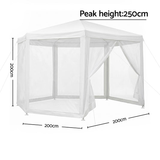 Instahut Gazebo?2x2m Marquee Wedding Party Tent Outdoor Camping Mesh Wall Canopy Shade Gazebos Navy GAZEBO-WED-C-FG-222-WH