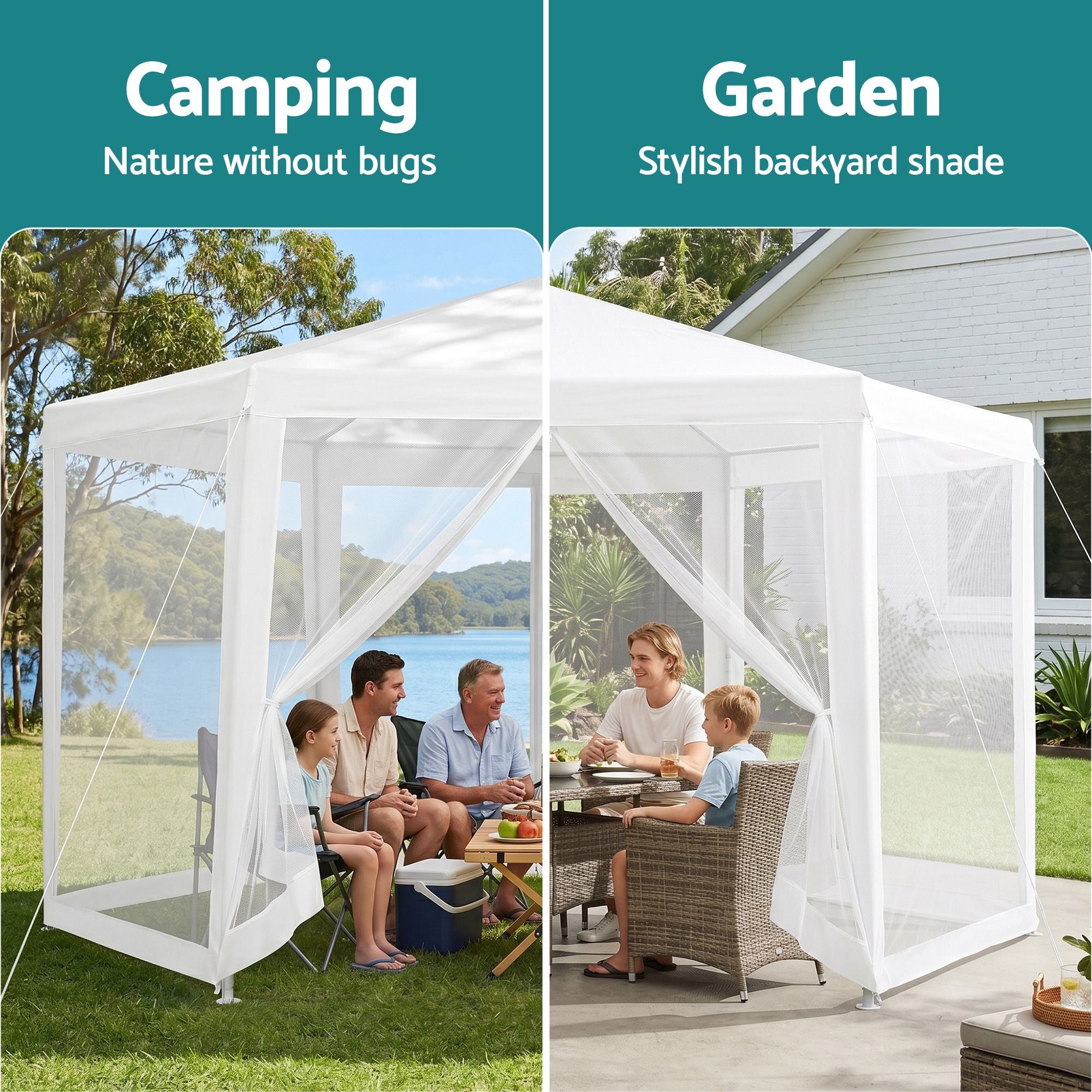 Instahut Gazebo?2x2m Marquee Wedding Party Tent Outdoor Camping Mesh Wall Canopy Shade Gazebos Navy GAZEBO-WED-C-FG-222-WH